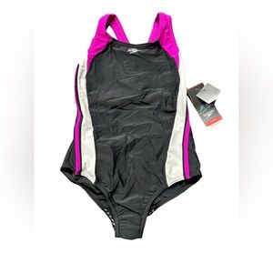 SPEEDO Girls' racerback Swimsuit One Piece Infinity pink Splice size 14 NWT